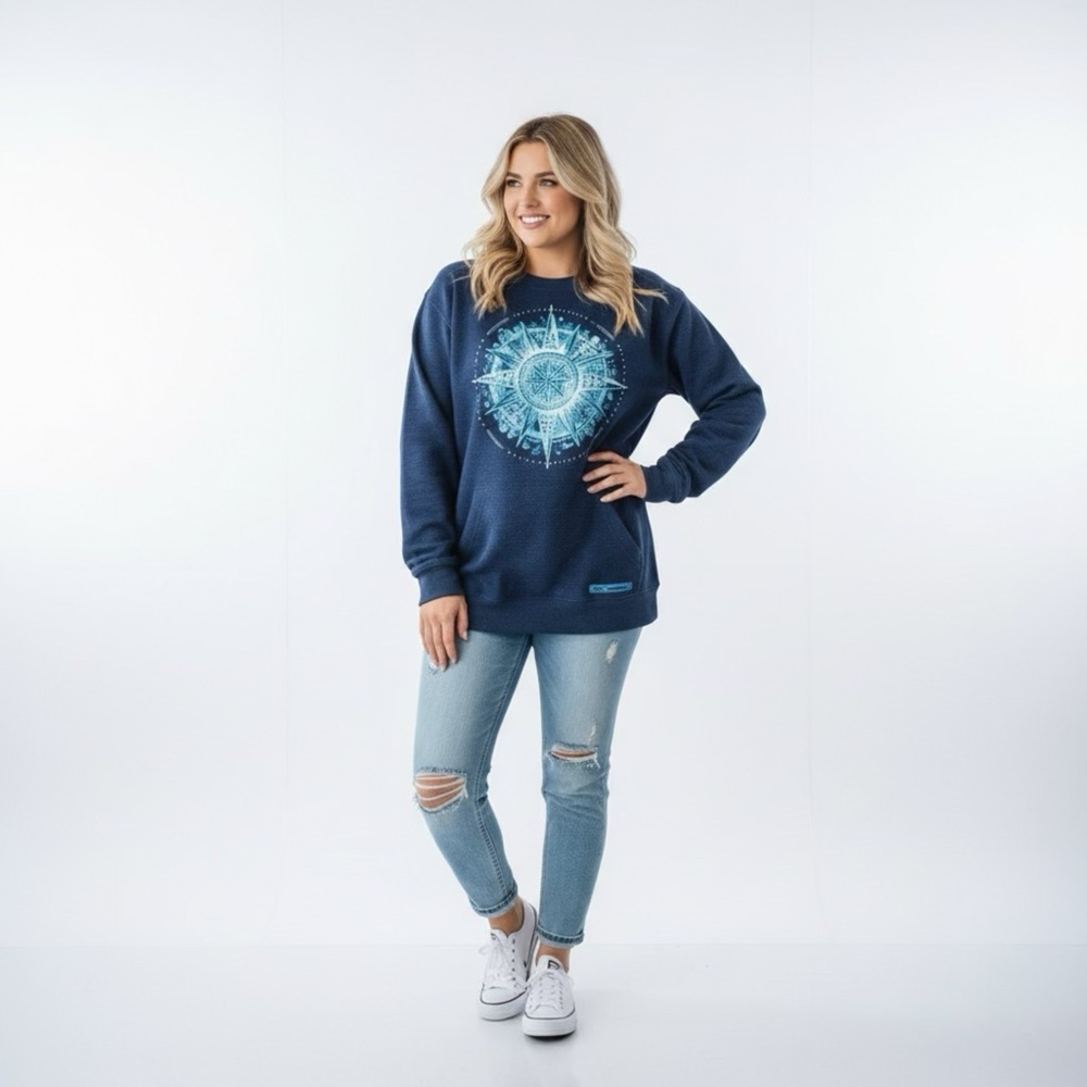 Disney Parks Sweatshirt Mickey Mouse Compass‎ Pullover Size XL Unisex Blue